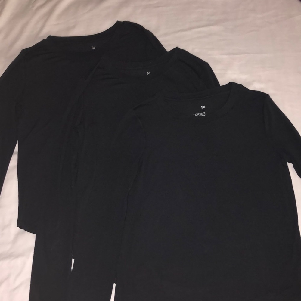 3 PAIR “SO” BRAND BLACK LONG SLEEVE SIZE XS